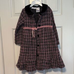 Blueberi Boulevard Pink and Black Tweed Coat